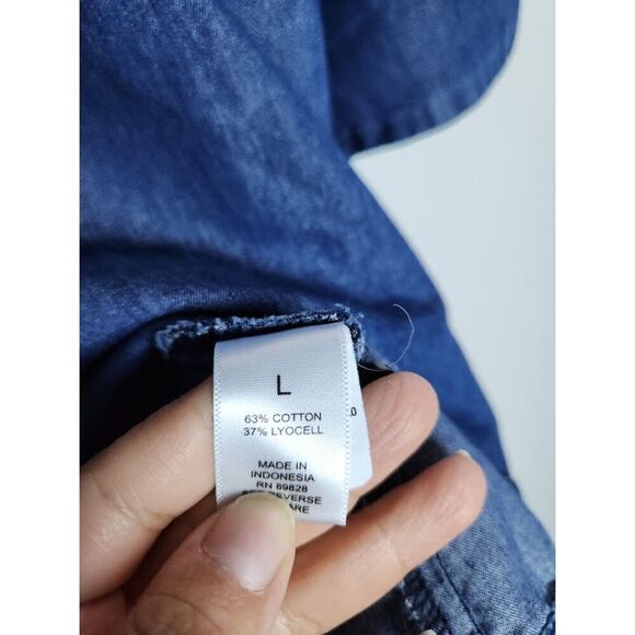 Martha Stewart Women Blue Chambray Button Down 3/4 Sleeves Blouse size Large - Picture 6 of 7